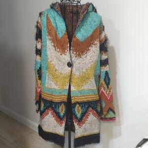 Max Studio Multicolor Chevron Cardigan